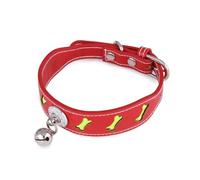 ifundom Collier pour Animaux PU Rouge Os Réglable et Réfléchissant avec Cloche Décorative Confortable pour Chien et Chat