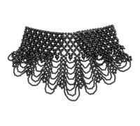 ifundom Collier Ras du Cou en Perles Imitation Six Couches Noir