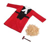 ifundom Costume Juge Garçon et Filles M avec Postiche et Maillet, Tenue de Juge pour Jeux de Rôle, Déguisement Halloween et Spectacle, Uniforme Judiciaire Réaliste pour Garçons et Filles,
