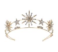 ifundom Couronne de Mariage Brillante en Alliage Or, Accessoire Cheveux Élégant D'étoiles pour Future Mariée Lors de Célébrations Spéciales