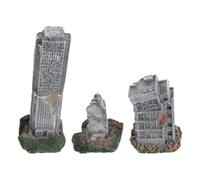 ifundom Décoration Aquarium 3 Pièces Bâtiments en Ruine Résine, Statue de Château Antique Réaliste, Cachette pour Poissons et Crevettes, Décorations Urbaines pour Aménagement