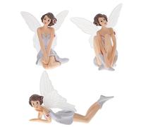 ifundom Décoration de Gâteau Lot de 3 Pièces Fée des Fleurs Ailes Blanches Ornement Miniature en PVC pour Fête à Thème ou Bureau
