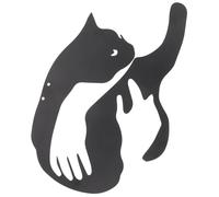 ifundom Décoration Murale Fer Forgé Chat Câlin pour Intérieur et Extérieur, Pendentif en Métal Noir Silhouette Chat Épaisse, Ornement Suspendu Jardin Salon Terrasse, Art Mural Décoratif Élégant