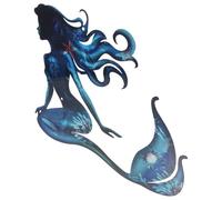 ifundom Décoration Murale Sirène Assise en Métal Robuste pour Intérieur et Extérieur, Art Mural Fantaisie pour Jardin, Terrasse et Salle de Bain, Décoration Suspendue Solide
