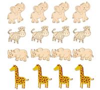 ifundom Découpes en Bois Animaux Jungle 40 Pièces pour Loisirs Créatifs Garçon et Filles Décorations à Peindre et Personnaliser