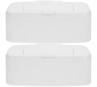 ifundom Distributeur de Lingettes Rechargeable Portable en Pp Blanc Couvercle, Lot de 2 pour Poussette ou Paquet à Couches, Boîte à Mouchoirs Pratique et Compacte