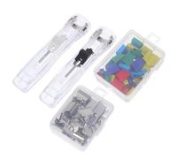 ifundom Distributeur de Pinces à Reliure Manuel avec 100 Trombones Colorés et Métal Agrafeuse à Poussoir Transparente et Noire Pince à Reliure Réutilisable pour Bureau et Loisirs