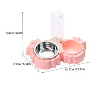 ifundom Double pour Chat avec Distributeur Automatique Eau Bol Acier Inoxydable Amovible Débordement et Antidérapante Station de Nourriture et Hydratation pour Chiots et Rose