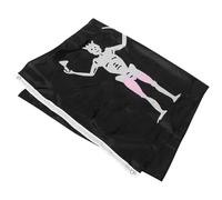 ifundom Drapeau Pirate Squelette Blanc Cœur Rouge en Polyester Résistant la Décoloration, Décoration Créative pour Fête D'halloween ou Soirée à Thème