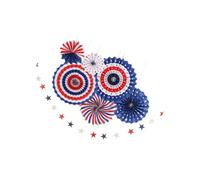ifundom Ensemble de 7 Pièces de Guirlandes de Fleurs en Éventail de Papier pour Décoration de Fête Nationale, Matériau Papier, Couleurs Vives, pour Party