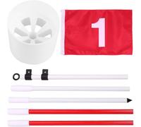 ifundom Ensemble de Drapeaux de Golf 5 Sections Portable Drapeau en Tissu Coupelle de Putting Stable Accessoire d'Entraînement pour Pratique Intérieure et Extérieure Mât Robuste et
