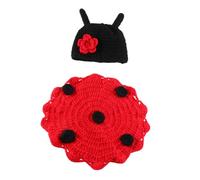 ifundom Ensemble Photo Bébé 100 Jours Costume Coccinelle 7 Points Tricoté Unisexe Chapeau Pantalon Accessoires Séance Photo -Né Douceur et Confort