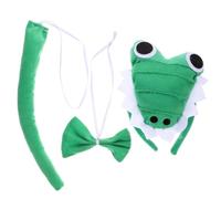 ifundom Ensemble Serrage- Queue d'Animal et Nœud en Tissu Pelucheux Vert Alligator - Accessoires de Costume Cosplay pour Fête Carnaval et Soirée Déguisée - Taille Unique Léger et