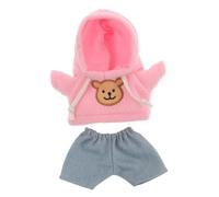 ifundom Ensemble Vêtements pour Peluche Ours 20 CM Sweat à Capuche Rose et Pantalon Jean Bleu Clair Costume Miniature Doux et Confortable Tenue Poupée pour Jeu Créatif