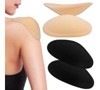 ifundom Épaulettes Auto-Adhésives en Mousse Respirante 2 Paires pour Femmes, Coussinets Invisibles Antidérapants pour Costumes et Vestes, Lot Lavable Couleurs Chair et Noir