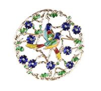 ifundom Épingle Animale en Alliage à Émail Mode Couronne de Fleurs et Double Oiseaux, Accessoire Vestimentaire Finement Travaillé, Décoration de Vêtements pour Femme