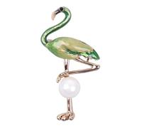 ifundom Épingle Flamant Rose en Alliage Vert, Épingle à Poitrine Délicate et Résistante pour Fille, Accessoire pour Mariage et Fête