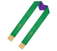 ifundom Étole de Mariage Réversible à Broderie Croix avec Pompons Châle Double Face pour Cérémonie Religieuse Étole Pastorale Confortable et Élégante pour Prêtre