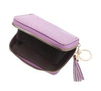 ifundom Étui à Cartes Accordéon Pailleté Violet Petit Portefeuille Femme avec Grosse Capacité Fermeture Éclair Pratique Mini Porte-Cartes Compact pour Cartes Pièces et Papiers