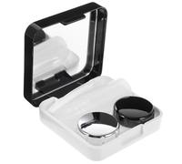 ifundom Étui à Lentilles Compact Noir en Plastique Miroir Intégré | Solution, Pince, Support et Raccord Inclus, Format Voyage Discret, pour Bureau et Activités Extérieures