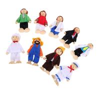 ifundom Famille de Poupées en Bois Articulées 9 Pièces, Personnages Professionnels Miniatures, Jouets D’Imitation pour Garçon et Filles D’âge Préscolaire, Figurines en Bois pour Maison