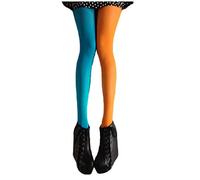 ifundom Femmes Bleu Orange Collants Pleine Longueur Deux Collants Toniques Costume Legging Taille Deux Couleurs Dames Partie Legging Bas
