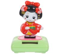 ifundom Figurine Solaire Kimono Secouant La Tête Ornement De Voiture Danseuse 7.7X7.7X10Cm Décoration Intérieure Lumineuse pour Tableau De Bord
