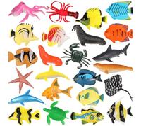 ifundom Figurines de Poissons Plastique pour Aquarium Décorations Animaux Marins Figurines de Crabes et Créatures Aquatiques