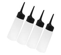 ifundom Flacon Applicateur 4pcs Réutilisable pour Teinture Capillaire en Plastique Transparent avec Corps Gradué et Bouteille Pressable pour Mélange Huile Cheveux
