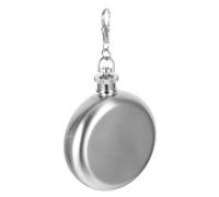 ifundom Flasque Porte-clés en Acier Inoxydable 3oz Petite Fiole Portable Facile à Transporter Forme Compacte et Finition Argentée pour Usage Quotidien