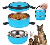ifundom Gamelle de Voyage 1400ml pour Chien et Chat en Acier Inoxydable Double Couche avec Poignée Invisible Anti-Fuite pour Voiture et Sorties en Plein Air