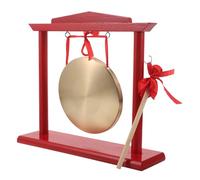 ifundom Gong Traditionnel D'Ouverture Gong De Bienvenue Avec Support Et Maillet Du Nouvel An Chinois Feng Shui En Laiton Rouge