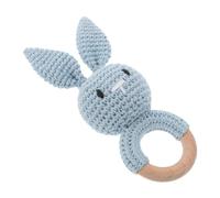 ifundom Hochet Bébé Lapin Crocheté avec Anneau de Dentition Bois et Coton, Matériau Sûr pour Bébé, Artisanat Artistique, la Maison Déplacement