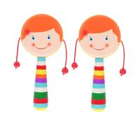 ifundom Hochet En Bois Robuste Pour Bébé Lot De 2 Hochets À Main Avec Éléments De Dessin Animé Petit Hochet À Transporter Pour Garçons Et Filles