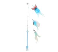 ifundom Interactive Cat Teaser Wand with Feathered Refill Heads Lightweight Cat Stick Toy for Indoor Play and Chase Exercise Kitten Fishing Pole with Bell Sound Set