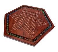 ifundom Jeu de Dames Chinoises en Bois Naturel Hexagonal 2-6 Joueurs Billes en Verre, Plateau Éducatif Familial pour Garçon et Filles, Jeu de Société Stratégique et Ludique pour Bureau