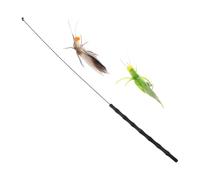 ifundom Jeu Interactif pour Baguette de Taquinerie Réaliste avec Sauterelles Silicone et Plumes Naturelles avec Grelots Kit pour Exercice et Jeu Intérieur ou Déplacement