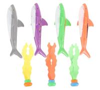 ifundom Jouets de Plongée pour Garçon et Filles 7 Pièces en Plastique sans Bavures, Requins et Herbes Marines Colorés, Accessoires Piscine Amusants pour Entraînement Natation et Jeux