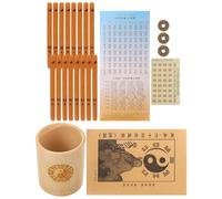 ifundom Kit de Bâtons de Divination Chinois en Bambou Naturel avec 16 Bâtonnets et Pot, Accessoire de Jeu Divination Traditionnel pour Apprentissage Tai-chi et Pratique Feng Shui,