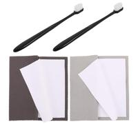 ifundom Kit de Nettoyage pour Bijoux Argentés - 2 Chiffons de Polissage Bicolores 2 Brosses Noires Souples - Entretien Précis pour Argenté pour Chaînes et Accessoires Délicats - Kit