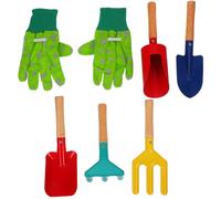 ifundom Kit Jardinier pour Garçon et Filles Petite Pelle et Râteau en Fer et Bois, Outils de Bêchage Résistants, pour Jardinage et Agriculture, 6 Pièces Pratiques