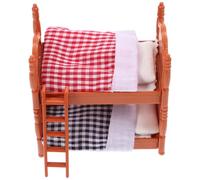 ifundom Lit Superposé Miniature pour Maison de Poupée Mobilier de Simulation en Matériau Écologique 2 Couchages Oreillers et Couettes Décoratif Solide pour Chambre de Poupée et