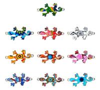 ifundom Lot de 10 Breloques Gecko Soi-Même Pendentifs Animaux en Alliage Impression UV Dimensions 35 X 22 X 02 CM Accessoires pour Fabrication de Bijoux Bracelets et Colliers