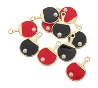 ifundom Lot de 10 Breloques Mini Raquettes de Tennis de Table en Alliage Émaillé Rouge et Noir Pendentifs pour Fabrication de Bijoux Porte-Clés et Accessoires DIY Décoration Sportive