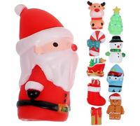 ifundom Lot de 10 Marionnettes à Doigts de Noël en Vinyle Léger Mini Poupées Père Noël et Renne Jouets Éducatifs Préscolaires pour Garçon et Filles Accessoires Interactifs