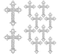 ifundom Lot de 10 Pendentifs Croix Longs en Alliage Finition Argenté Antique Breloques DIY pour Création de Bijoux Accessoires pour Colliers Bracelets et Chaînes de Pull Style Mode