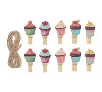 ifundom Lot de 10 Pinces en Bois de Gâteau, Support pour Cartes de Visite et Notes, Accessoires Décoratifs pour Bureau et Boutique