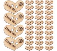 ifundom Lot de 100 Boutons en Bois Forme Cœur Beige Résistants et Polyvalents pour Couture DIY Décoration Chemises Chapeaux Pulls et Vêtements
