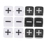ifundom Lot de 12 Dés à 6 Faces en Acrylique Noir et Blanc Signes Plus et Moins Gros Dés pour Jeux de Société et Garçon et Filles Accessoires de Jeu pour Fêtes et Jeux de Rôle