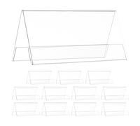 ifundom Lot de 12 Porte-noms de Table en Plastique Pet Transparent 120 X 60 Mm, Chevalet Double Face Inclinable, Plaque Signalétique Réutilisable pour Bureau, Réunion et Salle